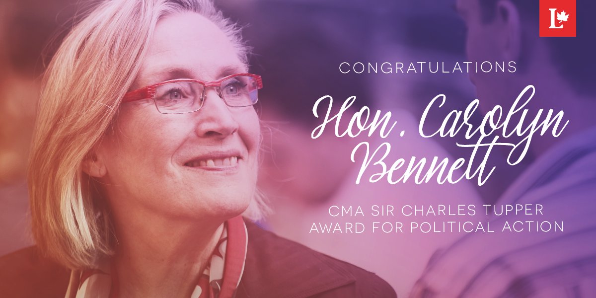 liberal_party's tweet photo. Congratulations to @Carolyn_Bennett on receiving the Sir Charles Tupper Award for Political Action from @CMA_Docs. https://t.co/cej2jb3x7d