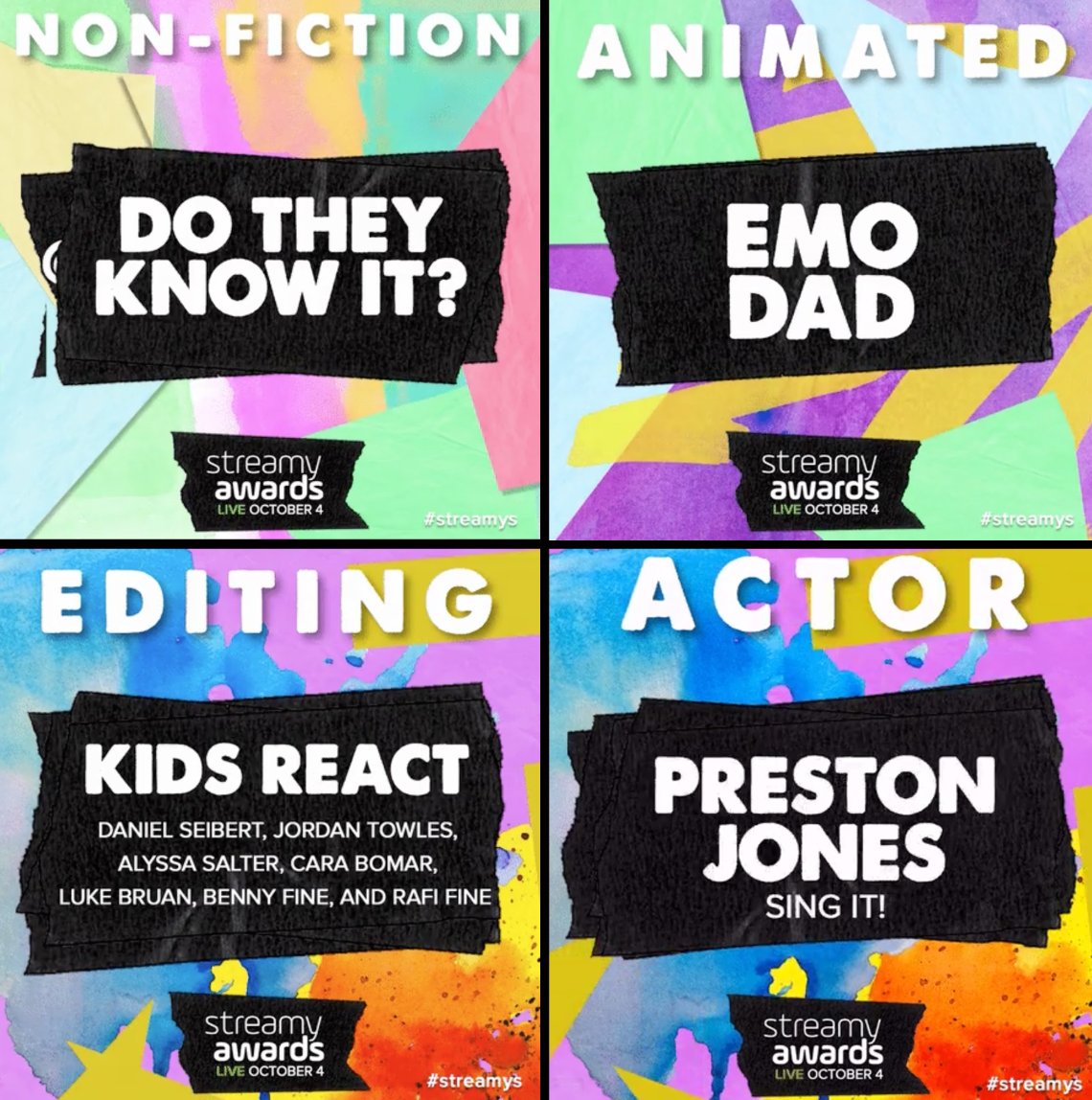 react's tweet photo. Wow! Thanks @streamys for the honor and congrats to all the other noms! Proud of our amazing FBE talent and crew! https://t.co/7W1gKhNxRw