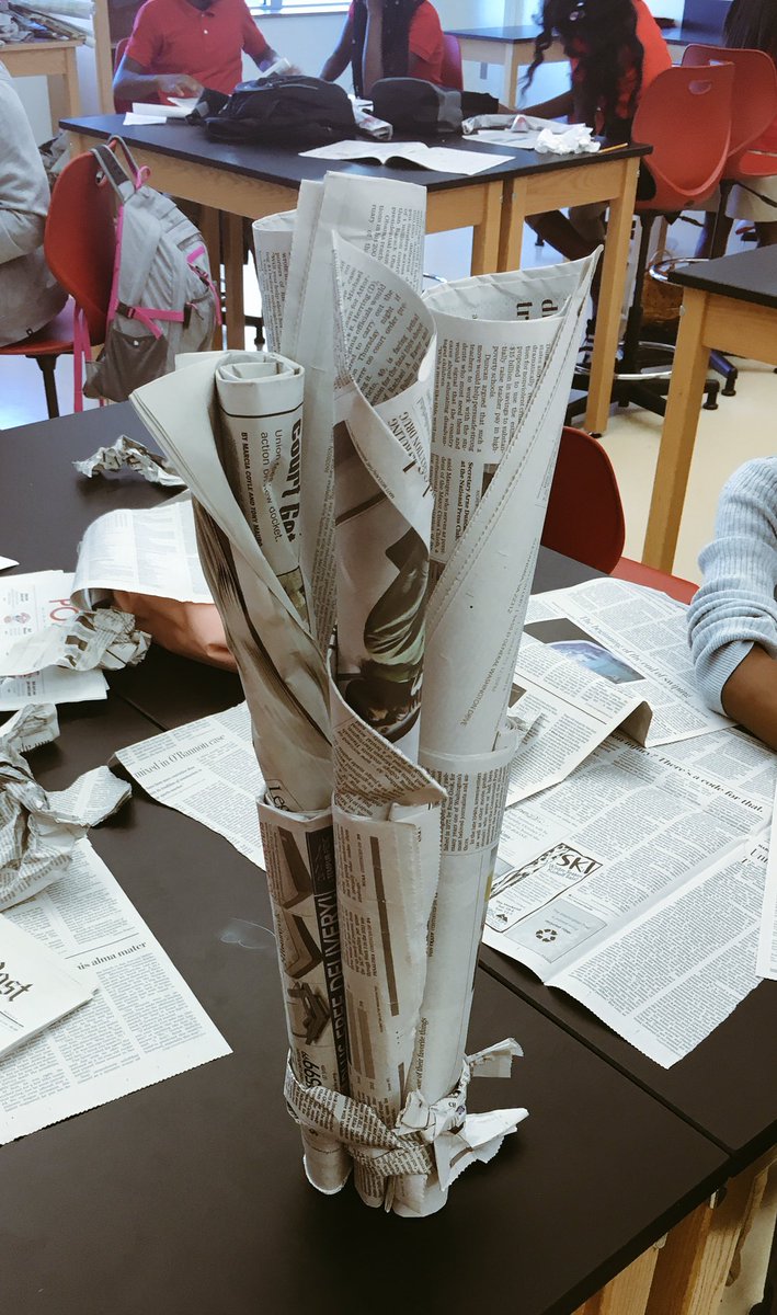 micahwestby's tweet image. Saw creative problem solving ideas all day building newspaper towers.  @DunbarHSDC @DCPSArts #artispower #strongbase