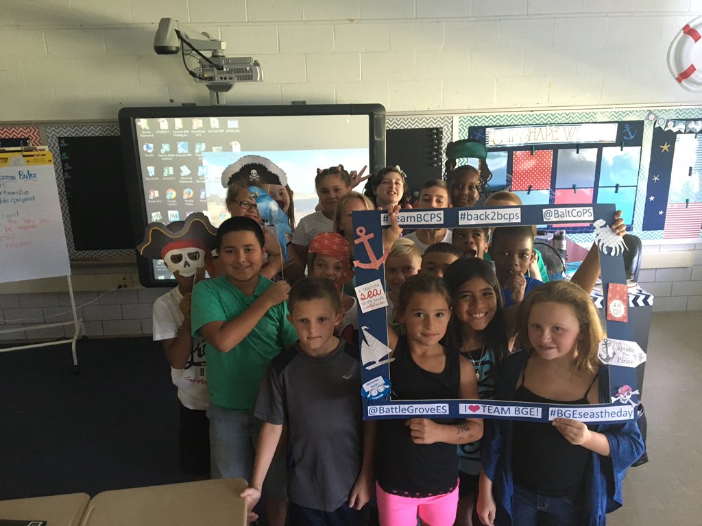 MsLawsonsClass4's tweet photo. Students showed their BGE pirate pride on the first day of school! #back2bcps #BGEseastheday https://t.co/R1FYEBtKvx