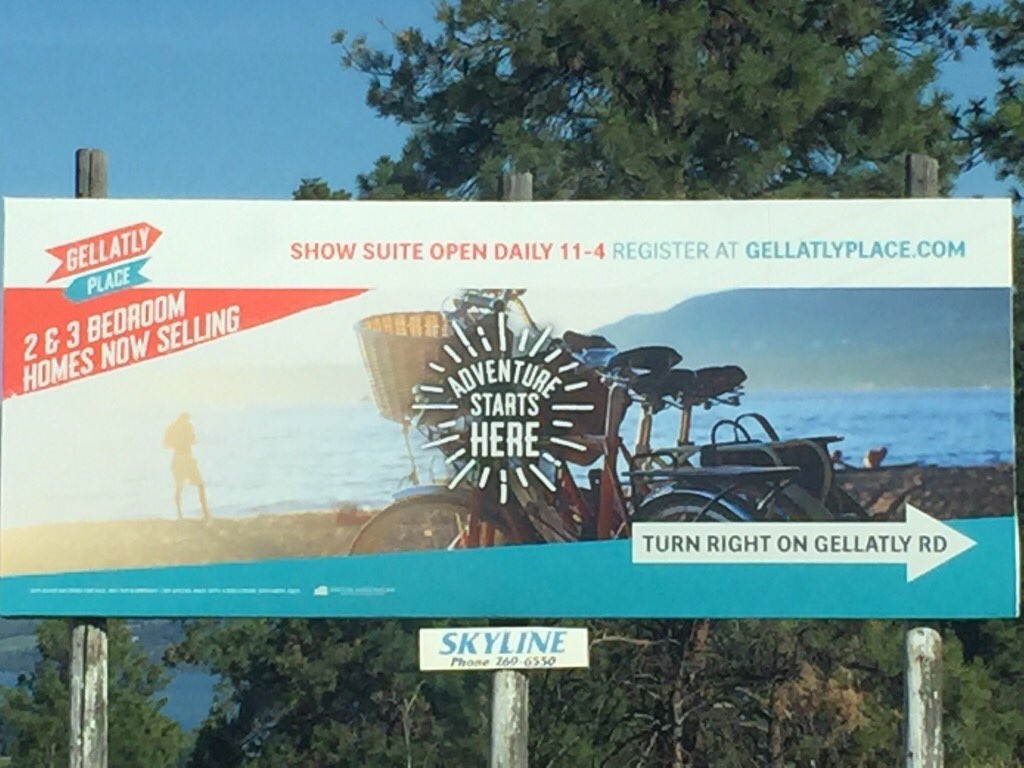 hotelskelowna's tweet image. Do you think @GellatlyPlace knows they&apos;re using a #Vancouver picture on their billboard promoting #Kelowna Property?