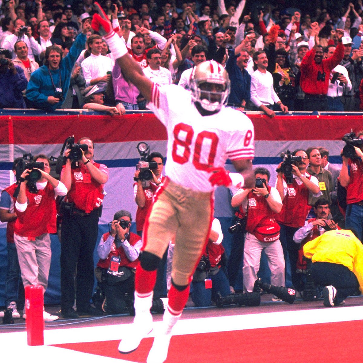 NFL's tweet image. On this day 10 years ago, @JerryRice announced his retirement from the NFL. 🐐