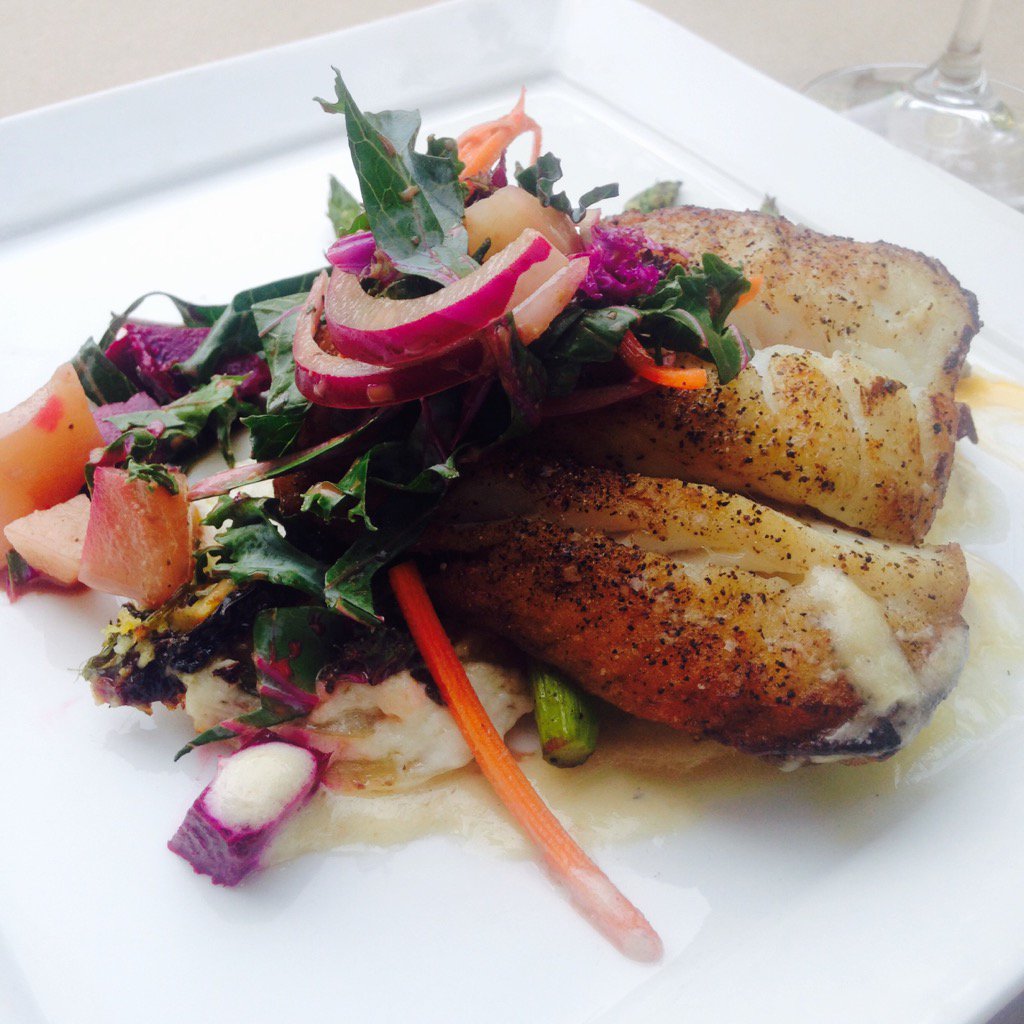 Dinner plans? Join us for our feature, Pan Seared Grouper with a fresh kale salad and grilled asparagus !