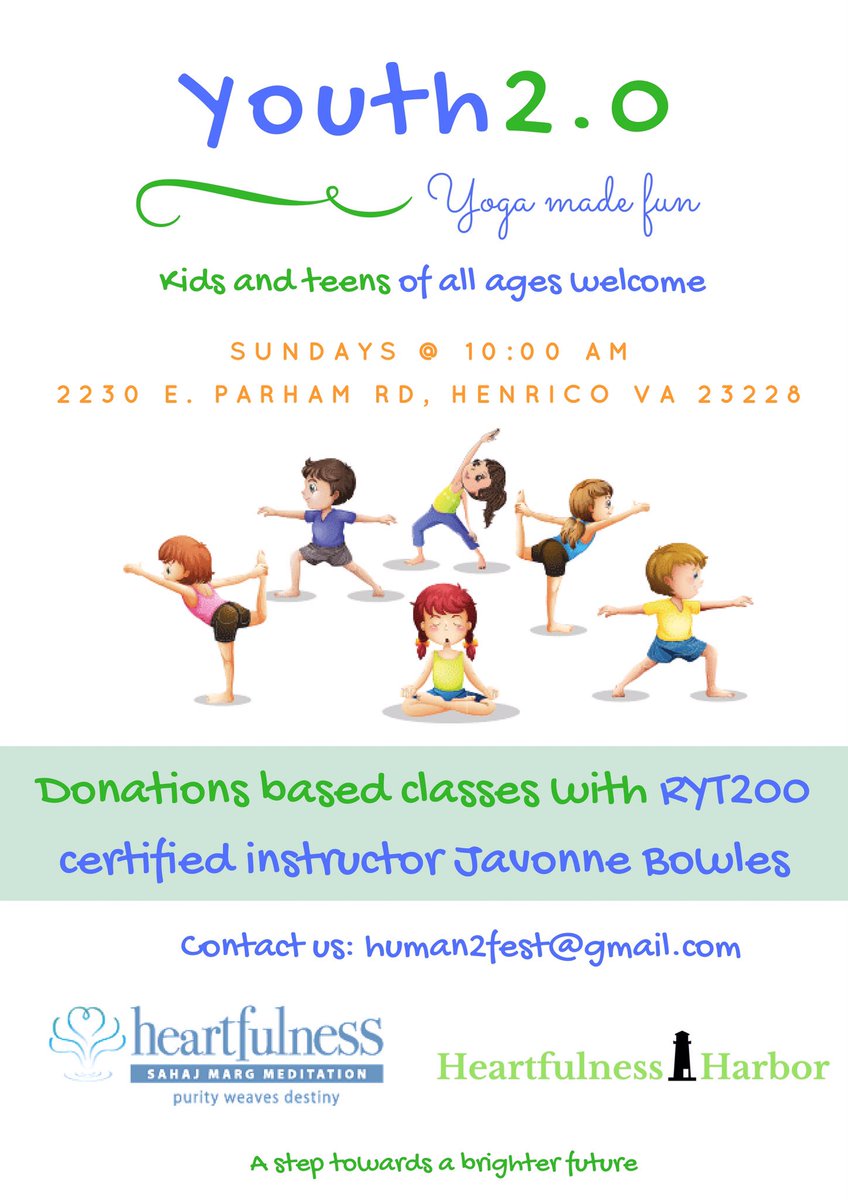#RVA it's time for youth and teens to get their share of #human2fest activities as well. #heartfulness #yoga #body
