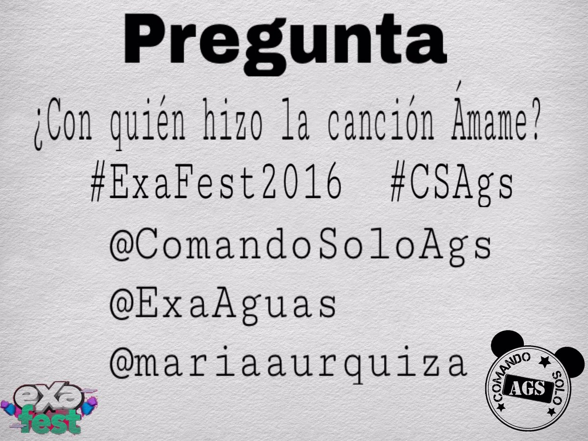 ComandoSoloAgs's tweet photo. Perdón por la tardanza pero aquí está la primer dinámica del día #ExaFest2016 #CSAgs https://t.co/oLvdudNYkd
