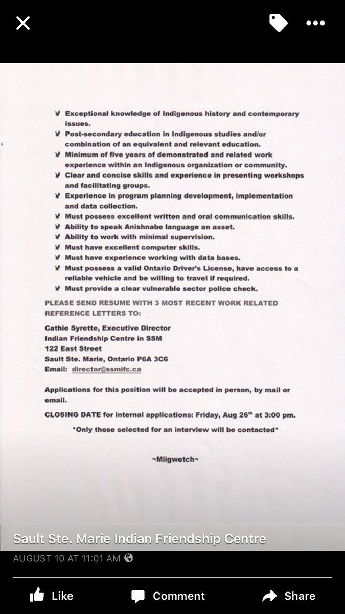 Come and join our team in #Bawaating #SaultSteMarie #employment
