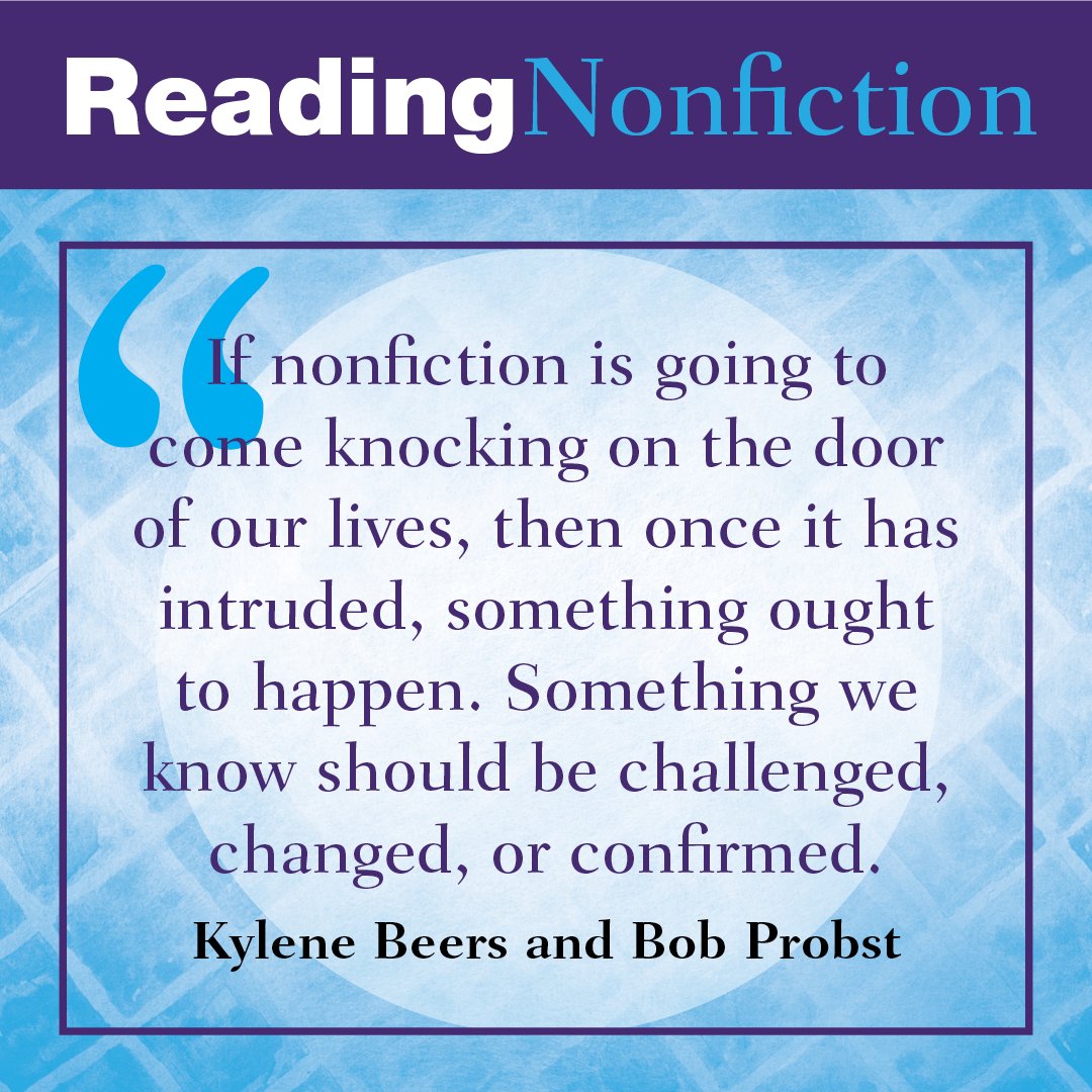 HeinemannPub's tweet photo. “Nonfiction is some of the most important reading we do." @KyleneBeers @BobProbst #RdngNF https://t.co/oRTM6tUx2m