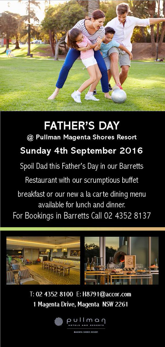 Come to #PullmanMagentaShores for #fathersDay next Sunday!
