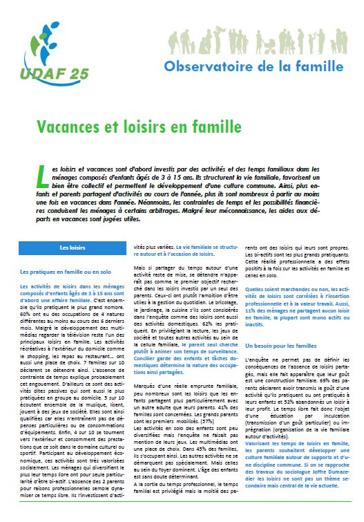 Observatoire de la famille-la perception des familles du Doubs sur leurs vacances et loisirs bit.ly/2bjSKNS