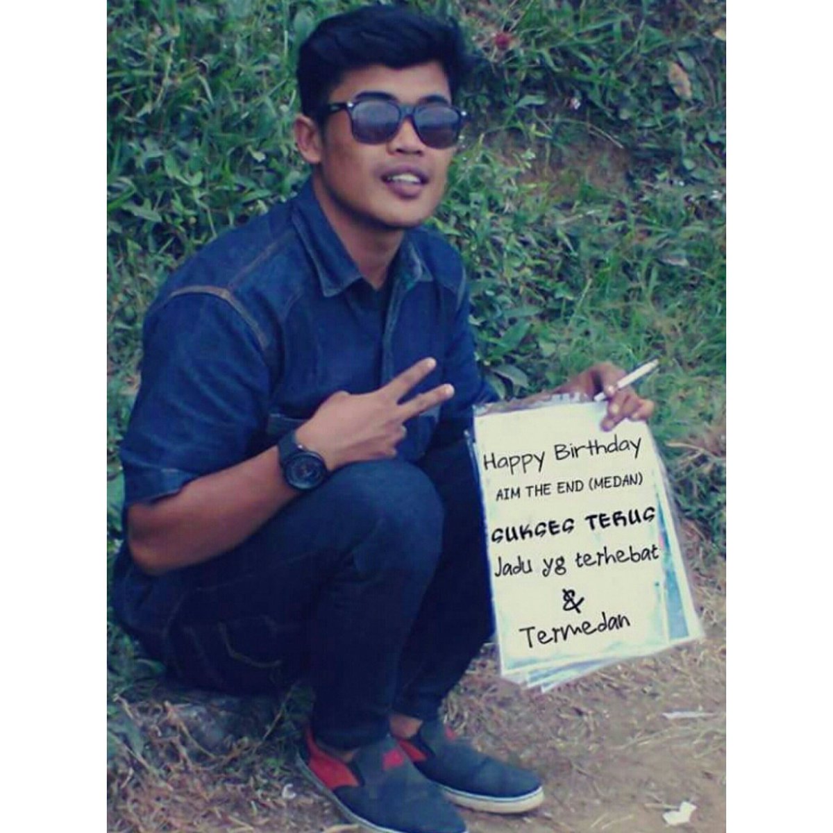 ucapan telat, Makasih banyak wahyu
 udah ucapin birthday nya AIM THE END MDN :) #birthday #aimtheend7tahun