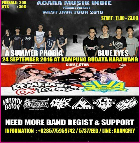 <a href="/Acaramusikindie/">IG : Acaramusikindie</a> present WEST JAVA TOUR 2016 t kampung budaya karawang w/ <a href="/HELLOVATICA/">HELLOVATICA OFFICIAL</a> <a href="/ROT_Official/">Remember of Today</a> <a href="/SHA_official/">StandHereAlone</a>