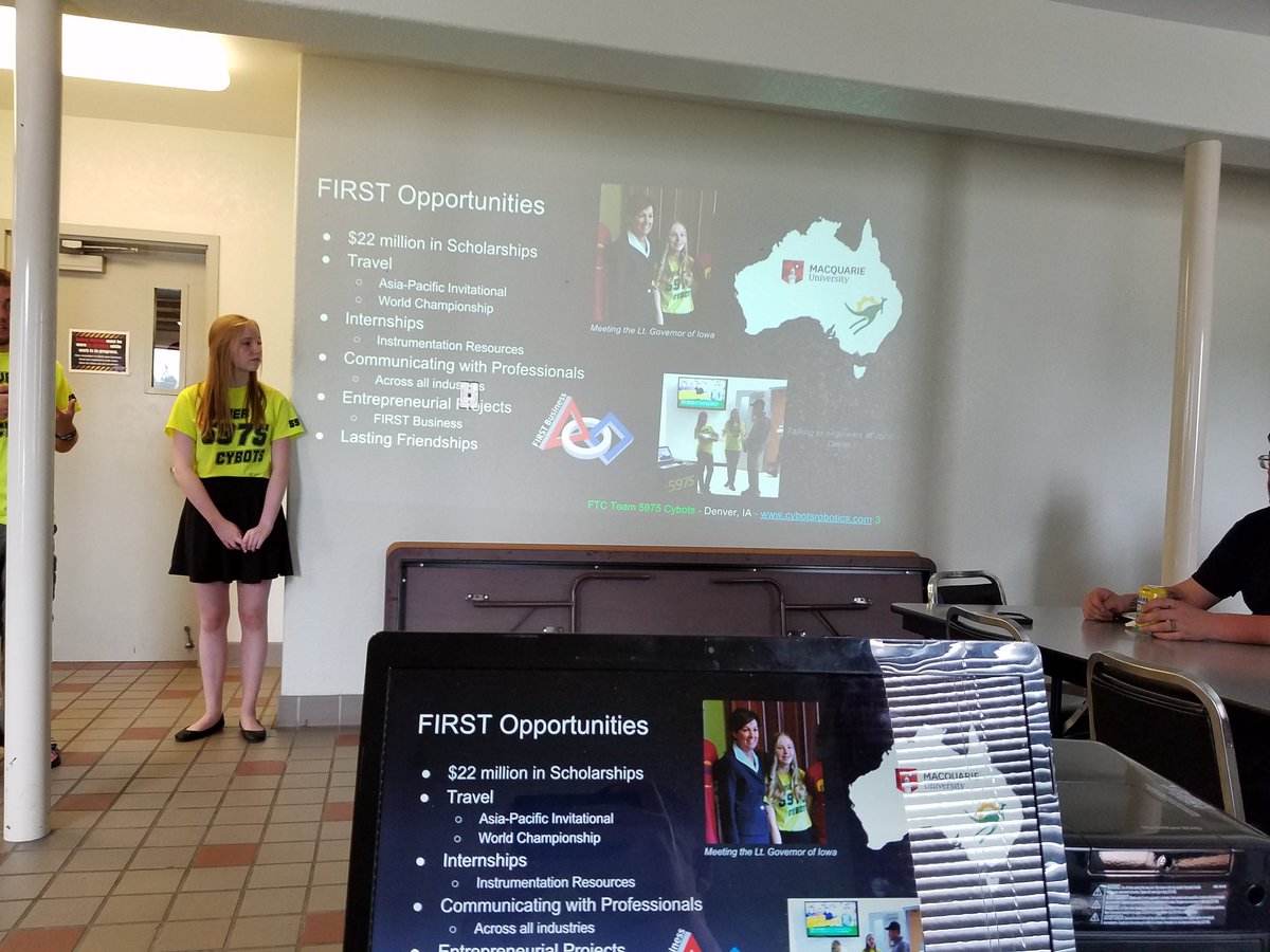 Cybots5975's tweet photo. Had a great day presenting for our sponsor Schumacher Elevator! #omgFirst #omgOutreach https://t.co/Em56GGsPyo