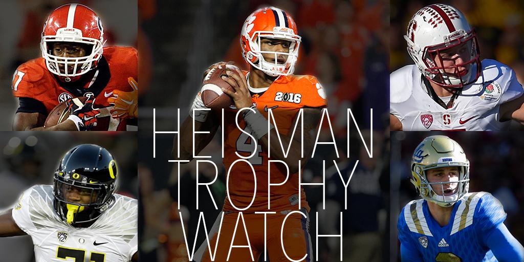 NFL's tweet image. Top 16 Heisman candidates (via @NFL_CFB):

16 Falk (WSU)
11 Rosen (UCLA)
5 Cook (FSU)
FULL: on.nfl.com/9darYJ