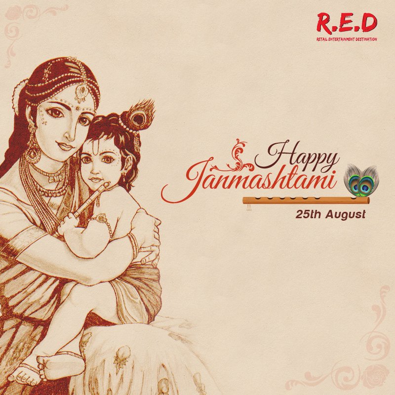 RED_Malls's tweet photo. May Lord Krishna enrich your life with all his #blessings. #Happy #Janmashtami #GhaziabadChildrenPark #REDMALL https://t.co/wH7YpNhHal