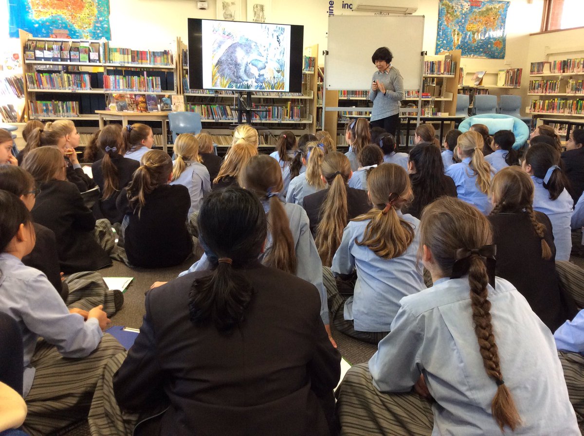 KsilvaKatie's tweet photo. Year 5's at @Wilderness1884 ready to listen and draw with @GabrielleWang #BookWeek2016 #cbca2016 https://t.co/RwSQZCvSdq