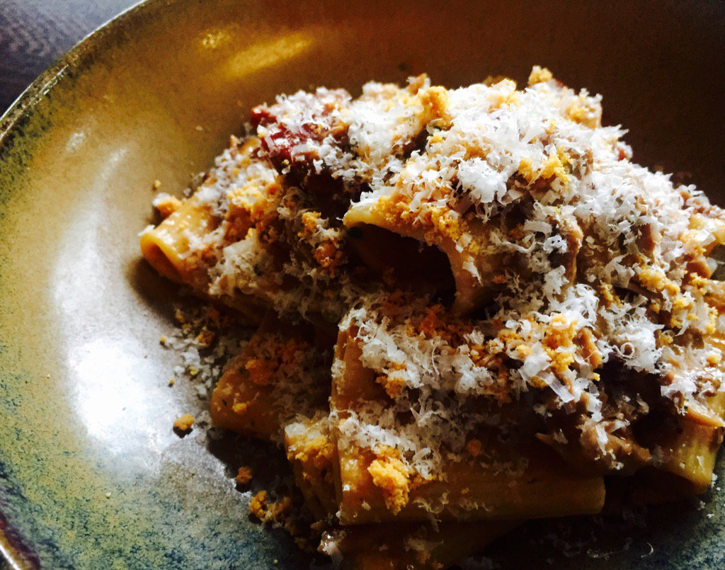 Paccheri Rigate Pasta, Duck, Cotechino, Burnt Butter and Pecorino.. #Carro #publife <a href="/Tomrobinson83/">Thomas Robinson</a>