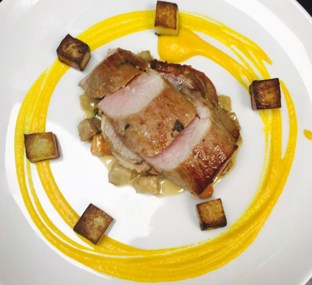 Exquisite slow cooked pork belly w/ carrot purée &amp; mustard sauce now available! 
 #piquetalacarte #britishpork