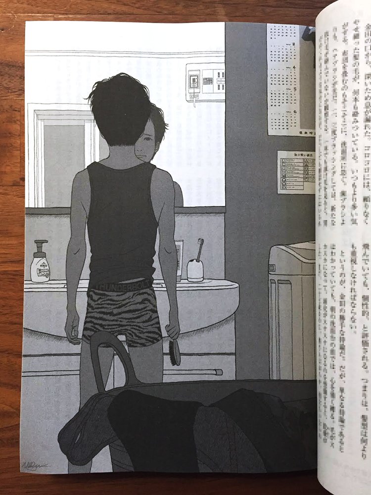 小説すばる9月号に掲載されている行成薫さんの超能力シリーズ『パラライザー金田』に挿絵を描いています。主人公は人をマヒさせる力を持つ男、金田。ただしその能力を使うことで身体に変化が起きてしまい…。今回も登場人物がとても魅力的でした!