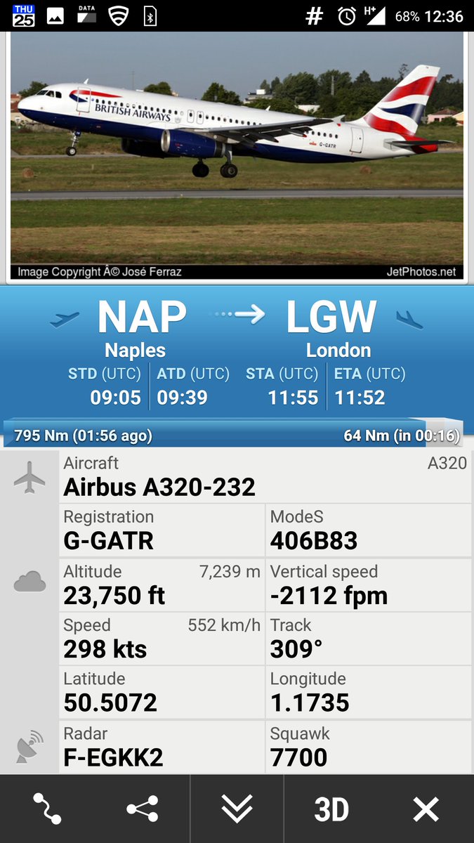 FlightEmergency's tweet photo. #Squawk7700 Emergency declared
#BA2607 from Naples to London
https://t.co/2vkkBwKz1X
/ @CivMilAir https://t.co/amSFQA0bnq