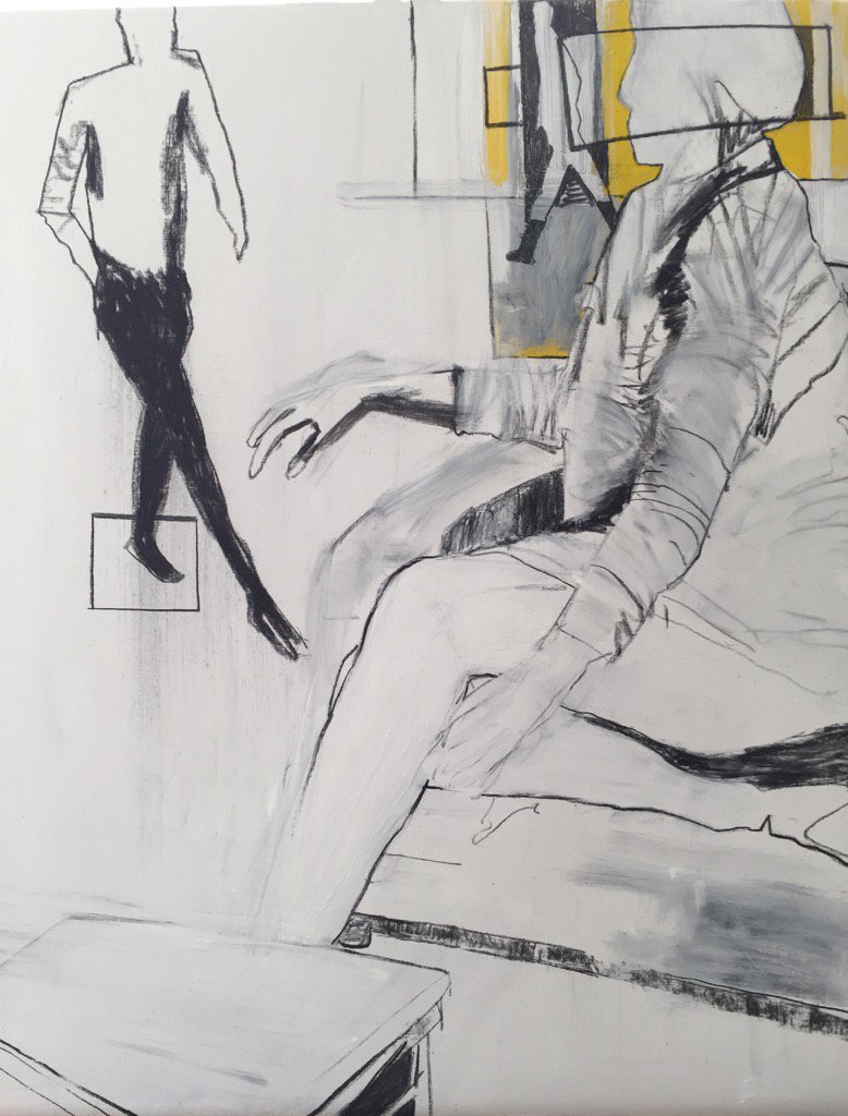 M_RinaldiArtist's tweet photo. Done! ' you often walk through my head' #painting #art #drawing #charcoal #line #abstract #form #happy :)))) https://t.co/0tufuQAHM2