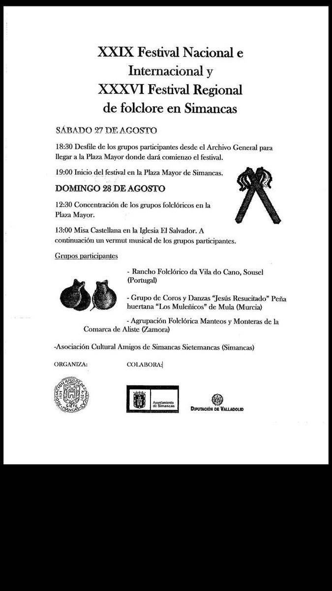 AytoSimancas's tweet photo. Planes para el fin de semana #cultural en #simancas. #folclore https://t.co/31Ogm9ChKX