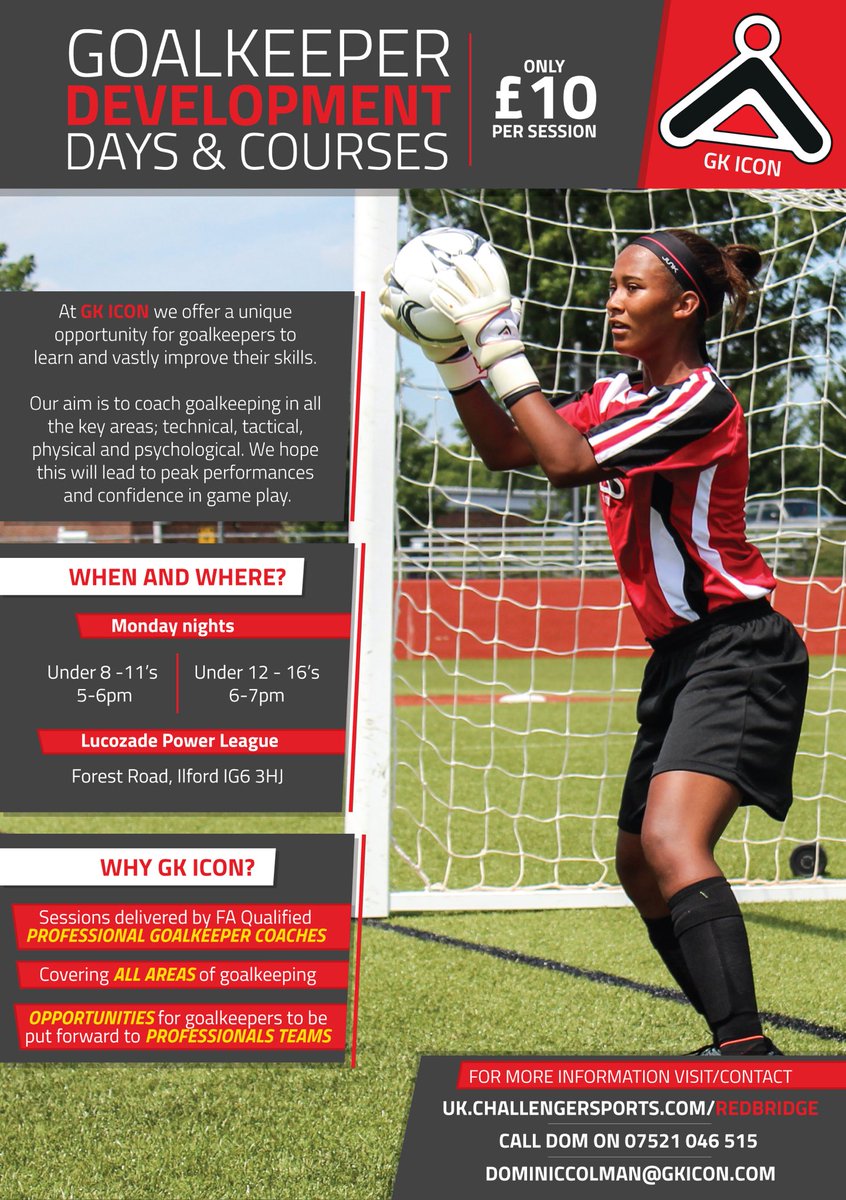 GoalkeepingGen's tweet photo. GK ICON Redbridge, elite goalkeeping training. Limited places with only a few places left.  5th sep return. https://t.co/bpt1YZfO6J