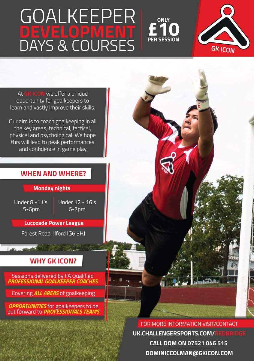GoalkeepingGen's tweet photo. GK ICON Redbridge, elite goalkeeping training. Limited places with only a few places left.  5th sep return. https://t.co/bpt1YZfO6J