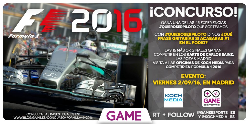 GAMEeSports_ES's tweet photo. ¡GANA una experiencia única con #QuieroSerPiloto!
RT+ Follow @GAMEeSports_es y @KochMedia_es
https://t.co/koeCYRYBN3 https://t.co/VjlZ3D2LBV