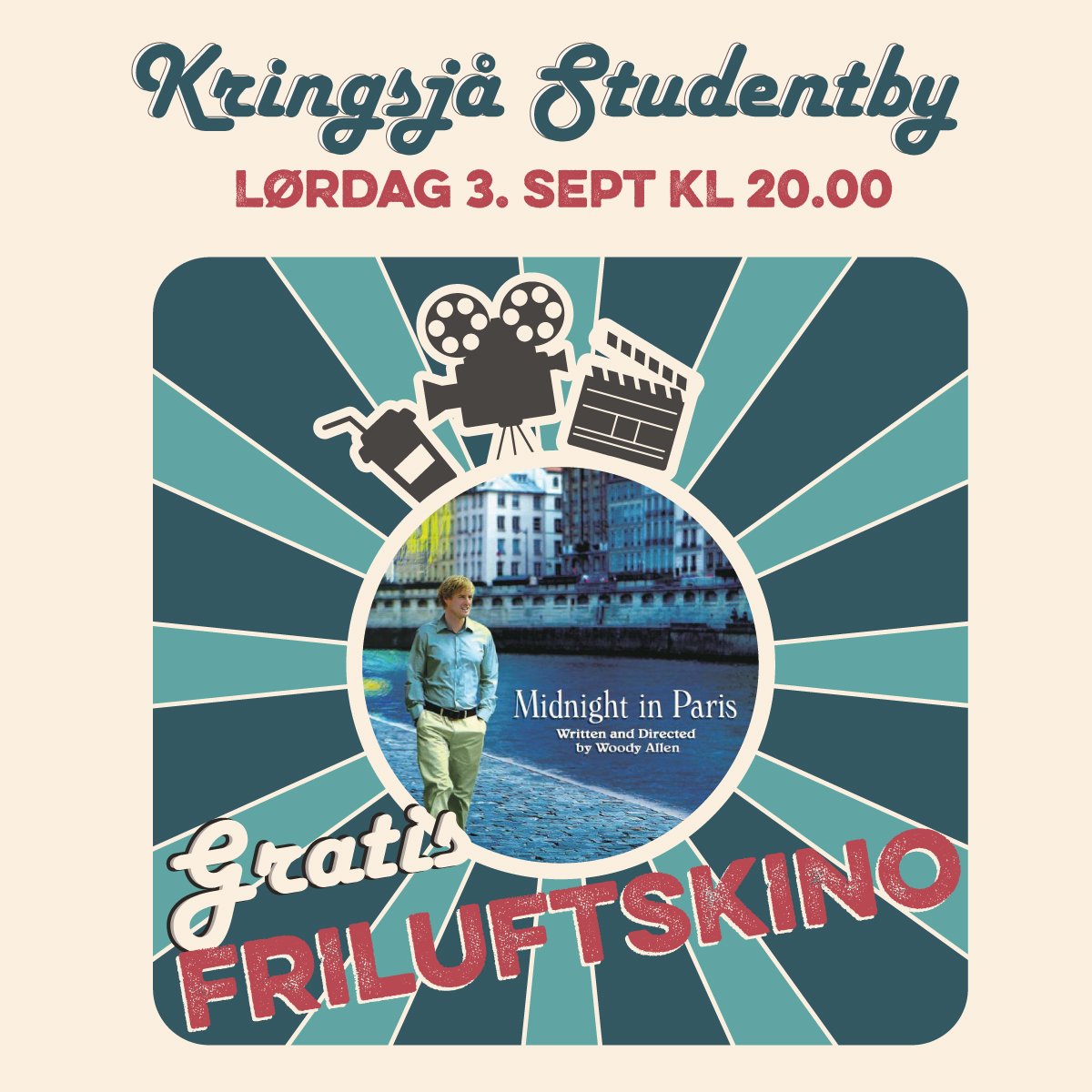 SiOStudentliv's tweet photo. @cinemaneuf og SiO inviterer til gratis #friluftskino på #Kringsjåstudentby lørd. 03.09 kl.20 Velkommen! https://t.co/si8i2vAHO6
