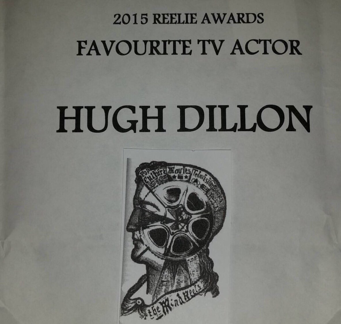 CONGRATS .@realhughdillon winner of FAVOURITE TV ACTOR Reelie Award 2015 #bestfans #outstandingtalent