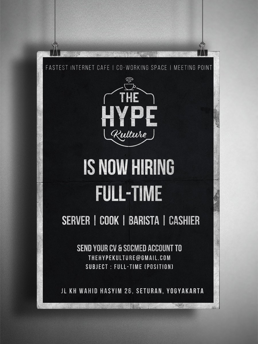 #LowKerYK Waiter, Cashier, Barista, Cook | Fulltime | 19-25 th | <a href="/thehypekulture/">The Hype Kulture</a> #jogjalowker