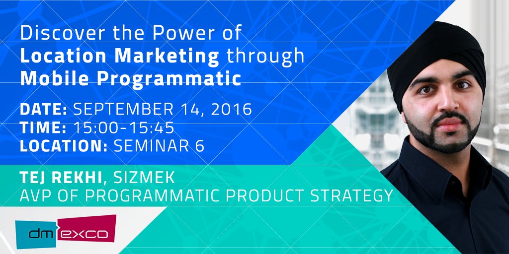 sizmek's tweet photo. Join @Sizmek’s @tejrekhi at @dmexco: https://t.co/zBeMoLnKIo #LocationMarketing #Mobile #Programmatic #dmexco https://t.co/V1Rtq1gNsc