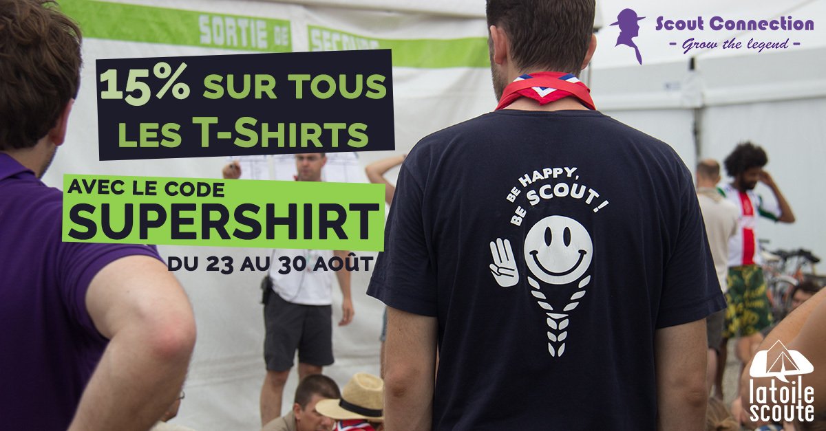 LaToileScoute's tweet photo. Une bonne affaire côté #ScoutConnection ! Tous les t-shirts sont en promo jusque mardi. https://t.co/Wxa0uxJNdC https://t.co/AiR2bWzdnG