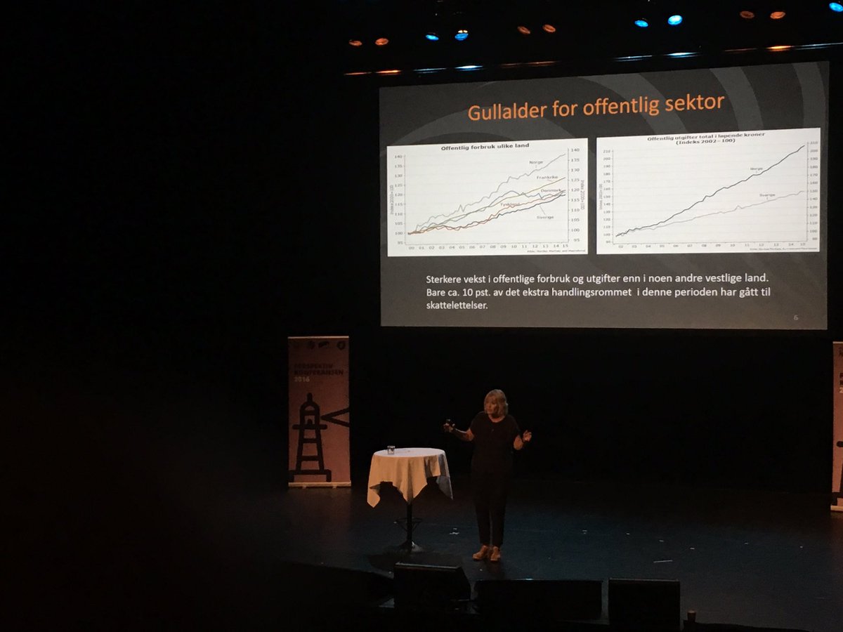 tordinator's tweet photo. .@kristinclemet om offentlig sektors gullalder. Vår utfordring blir å finansiere velferden. #perspektivkonferansen https://t.co/nvG229Cz5n