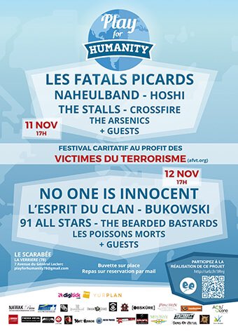 hellfestopenair's tweet photo. All support ! #PlayForHumanity festival caritatif au profit des victimes du terrorisme ! 11/11 &amp; 12/11 https://t.co/04Zs4dcEO1