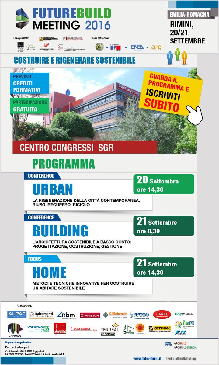 _FutureBuild's tweet image. #FutureBuildMeeting Tour riparte facendo tappa a RIMINI il 20/21 settembre!! @GBCItalia futurebuild.it/25/meeting-emi…