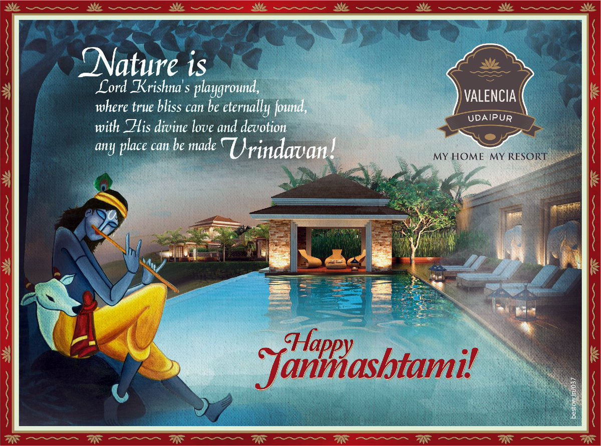 ValenciaIndia's tweet photo. We wish you all a very #HappyJanmashtami #LordKrishna #ValenciaUdaipur https://t.co/ayrn0kpoCK