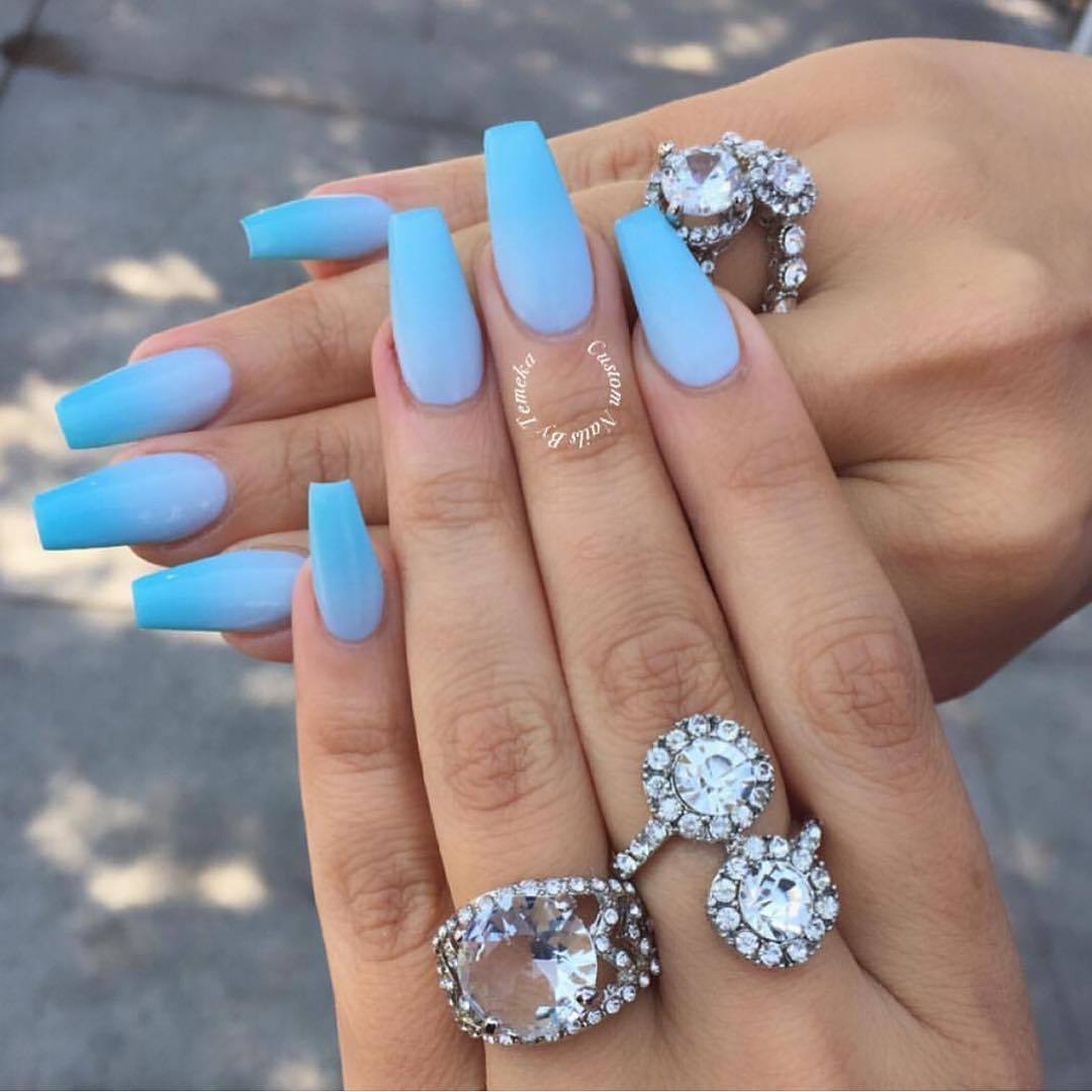 Inspirational Cute Blue Nails Coffin