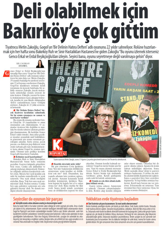 Metin Zakoğlu "Deli olabilmek için Bakırköy'e çok gittim"