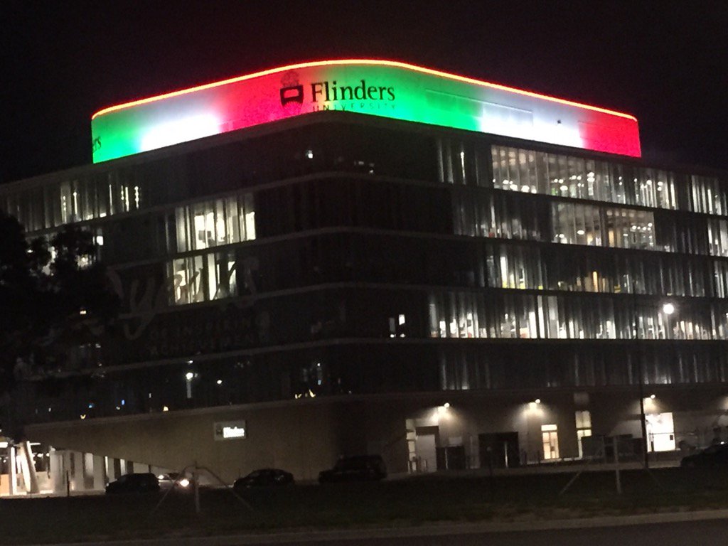 Flinders's tweet image. Our heart is with the people of central Italy; @Flinders shines a light of hope for you #ItalyEarthquake