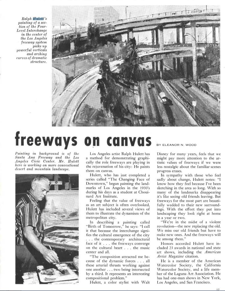 CaltransDist7's tweet image. #TBT CA Regionalism &amp;amp; Disney artist Ralph Hulett, oil painting 101/110 Interchange July 1965 bit.ly/2br9znw