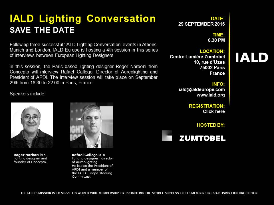 IALD Europe (@ialdeurope) on Twitter photo Register now for the next Lighting Conversation event on 29 Sep in Paris! Hosted by <a href="/Zumtobel_Light/">Zumtobel_Light</a> Register now for the next Lighting Conversation event on 29 Sep in Paris! Hosted by <a href="/Zumtobel_Light/">Zumtobel_Light</a>