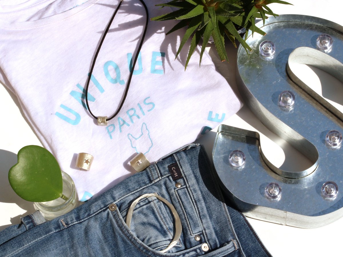 Today's Pick:classic denim, tee, star ring and choker, Roman Holiday Bracelet. Simple #style bit.ly/1U4vimc