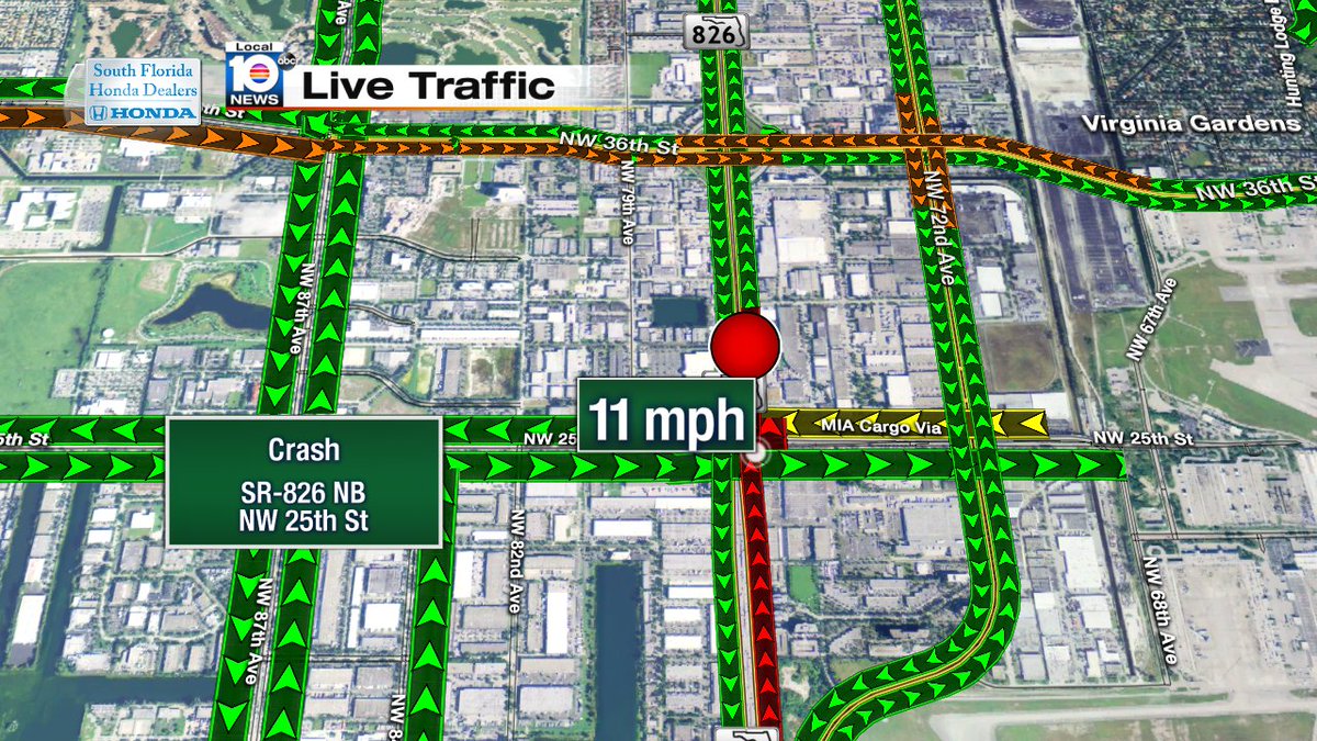 Crash on SR-826 NB at NW 25th St #traffic #miami https://t.co/TAd4ThRUWG