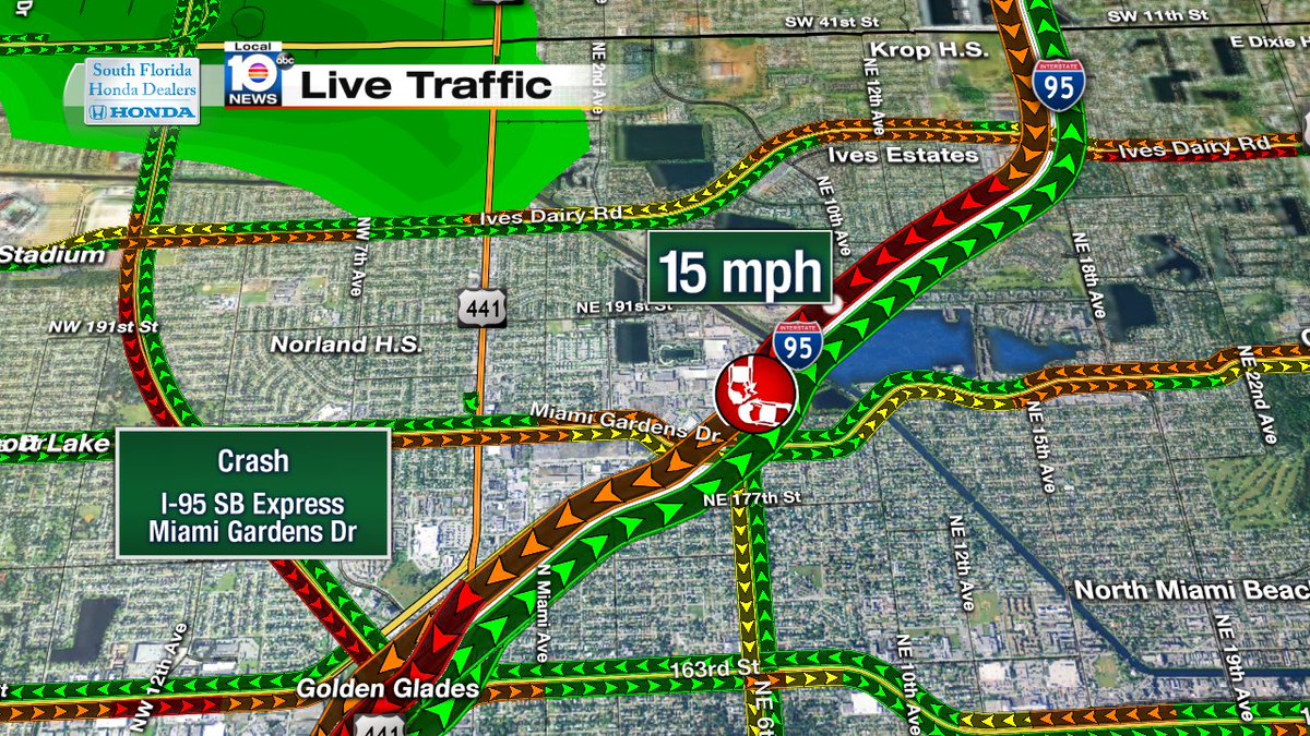 Crash on I-95 SB Express before Miami Gardens Dr #traffic #miami https://t.co/AxItenbQB3
