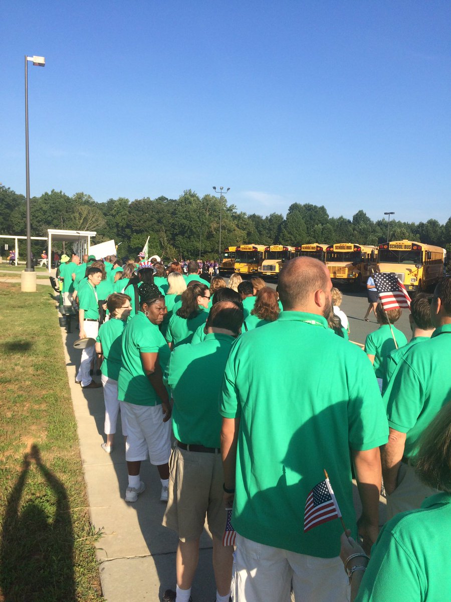 Ashbrook faculty ready to rock convocation! #Olympictheme #greenwavepride #homegrown #gcsk12