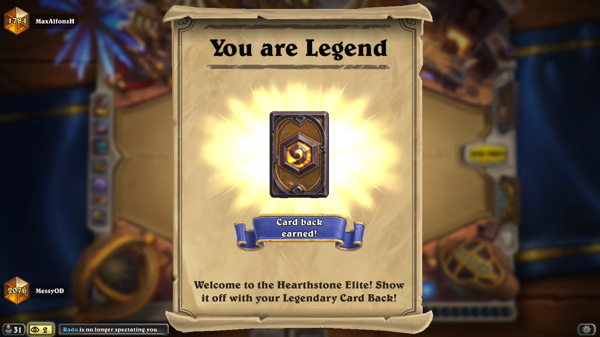 MessyCasts's tweet image. @PlayHearthstone Messy Casts congratulates MessyOD with his first time ever Legend rank! #Hearthstone #twitch