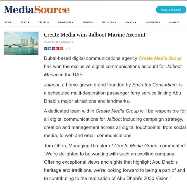 Thank you <a href="/MediaSourceME/">MediaSource</a>! We're all excited @CreateMediaDXB about winning the <a href="/jalbootmarine/">Jalboot Marine Services</a> account! ⚓️ #abudhabi