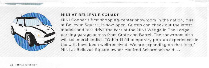 MINIBellevueSq's tweet photo. Have you picked up September’s @425Magazine yet? Flip to page 38 for the Inside Scoop on our new #MINI showroom. https://t.co/4y4LXDma7f