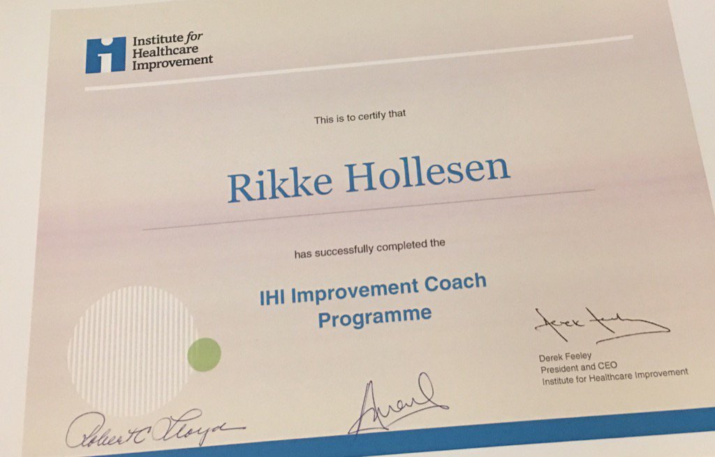 Celebrate graduation as Improvement Coach in Oslo with <a href="/IdaWaal/">Ida Waal Rømuld</a> <a href="/AnneGrete1/">Anne-G Skjellanger</a> #IHI  Thank you for the opportunity